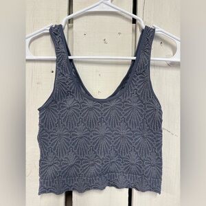 Full Tilt Blue scalloped Crop Top SeamlessTexture Pattern xs